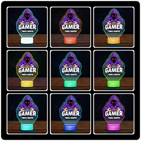 LAMPKA NOCNA LED 3D GAMER GRACZ GRY prezent dziecka URODZINY statuetka