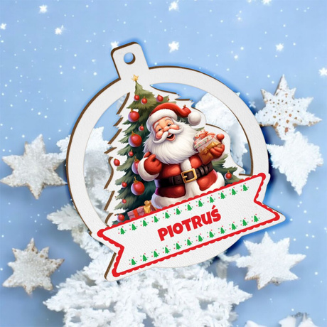 BOMBKA na CHOINKĘ z Personalizacją Ozdoba CHOINKOWA Mikołaj ŚWIĘTA prezent