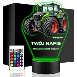 LAMPKA NOCNA LED Traktor Fendt Ciągnik 3D + PILOT prezent dziecka URODZINY