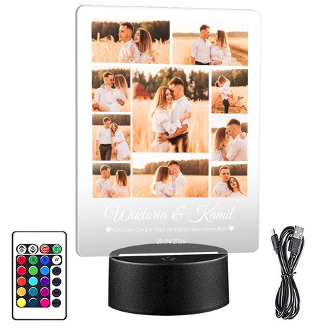 Lampka Nocna ramka prezent na WALENTYNKI DZIEWCZYNY chłopaka żony męża NIEJ z personalizacją