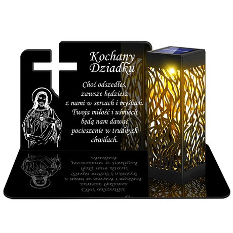 ZNICZ SOLARNY LED WIECZNY PODSTAWKA NA CMENTARZ GRÓB lampka Krzyż 3D DLA DZIADKA