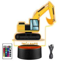 LAMPKA NOCNA LED KOPARKA MASZYNA 3D + PILOT prezent URODZINY statuetka