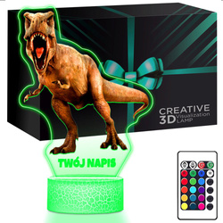 LAMPKA NOCNA LED 3D DINOZAUR T-REX prezent dziecka URODZINY statuetka