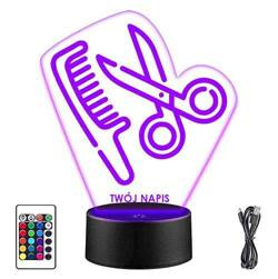LAMPKA NOCNA LED FRYZJER FRYZJERKA 3D + PILOT prezent URODZINY statuetka