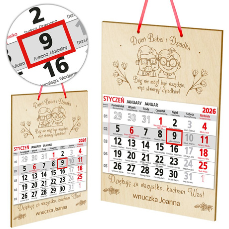 PREZENT NA DZIEŃ BABCI DZIADKA KALENDARZ 2026 DLA DZIADKÓW URODZINY ŚWIĘTA WZORY