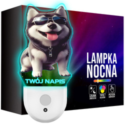 Lampka Nocna LED dla Dziecka PIESEK Husky DOG do kontaktu gniazdka CZUJNIK