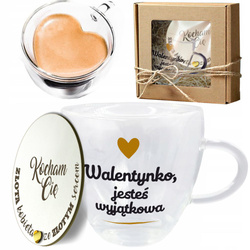 SZKLANKA TERMICZNA SERCE PODKŁADKA PREZENT NA WALENTYNKI DLA DZIEWCZYNY
