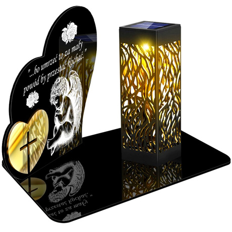ZNICZ SOLARNY LED WIECZNY PODSTAWKA NA CMENTARZ GRÓB lampka Serce 3D 