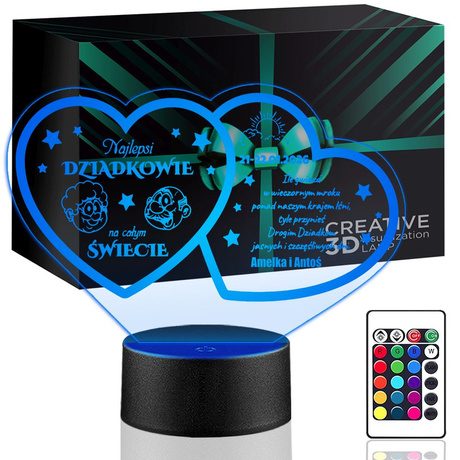 PREZENT DZIEŃ BABCI I DZIADKA NA LAMPKA NOCNA LED WIELOKOLOROWA z GRAWEREM