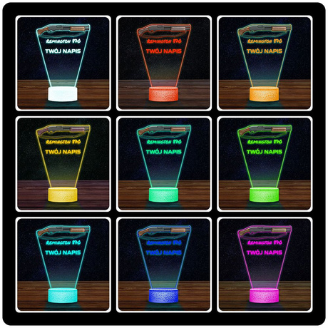 LAMPKA NOCNA LED 3D KARABIN BROŃ REMINGTON KLASYK prezent dla dziecka URODZINY statuetka + pilot