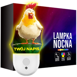 Lampka Nocna LED dla Dziecka Kogut Kura Kurka Rolnika do gniazdka CZUJNIK