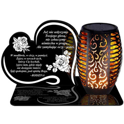 ZNICZ SOLARNY LED WIECZNY PODSTAWKA NA CMENTARZ GRÓB Serce EFEKT PŁOMIENIA DLA DZIADKA