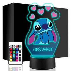 LAMPKA NOCNA LED Bajka Lilo i Stich 3D + PILOT prezent dziecka URODZINY