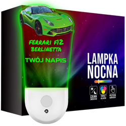 Lampka Nocna LED dla Dziecka AUTO FERRARI F12 kontaktu gniazdka CZUJNIK