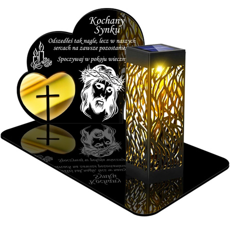 ZNICZ SOLARNY LED WIECZNY PODSTAWKA NA CMENTARZ GRÓB lampka Serce 3D DLA SYNA