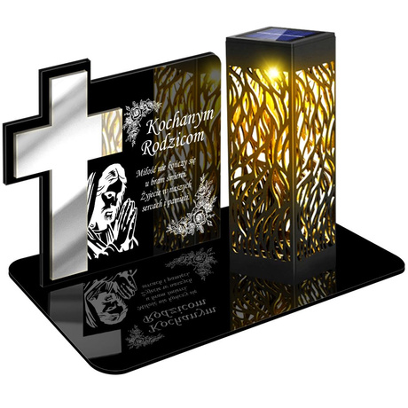 ZNICZ SOLARNY LED WIECZNY PODSTAWKA NA CMENTARZ GRÓB lampka Krzyż 3D DLA RODZICÓW
