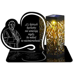 ZNICZ SOLARNY LED WIECZNY PODSTAWKA NA CMENTARZ GRÓB lampka Napis Serce 3D