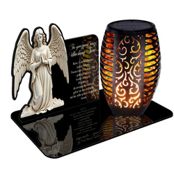 ZNICZ SOLARNY LED WIECZNY PODSTAWKA NA CMENTARZ GRÓB Aniołek EFEKT PŁOMIENIA dla DLA TATY