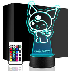 LAMPKA NOCNA LED Kuromi Hello Kitty 3D + PILOT prezent dziecka URODZINY