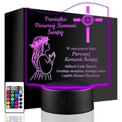 LAMPKA NOCNA LED PREZENT NA KOMUNIĘ ŚWIĘTĄ KOMUNIA PAMIĄTKA STATUETKA obraz