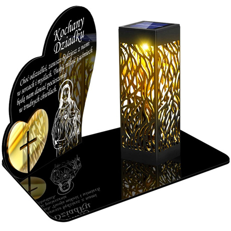ZNICZ SOLARNY LED WIECZNY PODSTAWKA NA CMENTARZ GRÓB lampka Serce 3D DLA DZIADKA