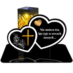 ZNICZ SOLARNY LED WIECZNY PODSTAWKA NA CMENTARZ GRÓB lampka Serce 3D