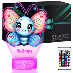 LAMPKA NOCNA LED 3D MOTYL POCZWARKA prezent dziecka URODZINY statuetka