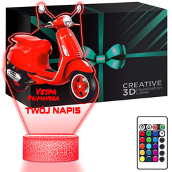 LAMPKA NOCNA LED 3D Motor Skuter Vespa Primavera prezent dla dziecka URODZINY statuetka + pilot