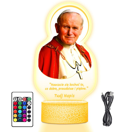 LAMPKA NOCNA LED 3D Jan Paweł II Papież prezent dziecka URODZINY statuetka