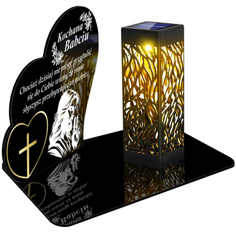 ZNICZ SOLARNY LED WIECZNY PODSTAWKA NA CMENTARZ GRÓB lampka Serce 3D DLA BABCI