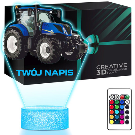 LAMPKA NOCNA LED 3D z imieniem Traktor Ciągnik prezent dla dziecka URODZINY statuetka + pilot