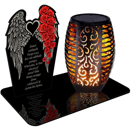 ZNICZ SOLARNY LED WIECZNY PODSTAWKA NA CMENTARZ GRÓB Kwiaty EFEKT PŁOMIENIA