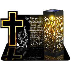 ZNICZ SOLARNY LED WIECZNY PODSTAWKA NA CMENTARZ GRÓB lampka Krzyż 3D DLA DZIADKÓW
