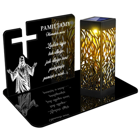 ZNICZ SOLARNY LED WIECZNY PODSTAWKA NA CMENTARZ GRÓB lampka Krzyż 3D 