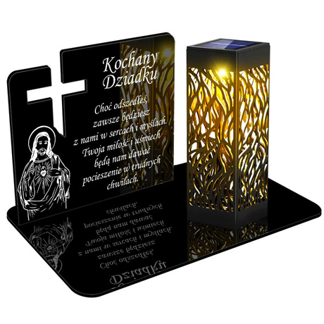 ZNICZ SOLARNY LED WIECZNY PODSTAWKA NA CMENTARZ GRÓB lampka Krzyż 3D DLA DZIADKA