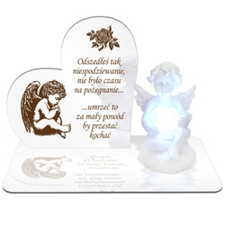 ZNICZ LED GRÓB Dziecka Córki Syna ANIOŁEK PODSTAWKA CMENTARZ POMNIK ANIOŁ