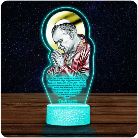 LAMPKA NOCNA LED 3D JAN PAWEŁ II KRZYŻ prezent dziecka URODZINY statuetka
