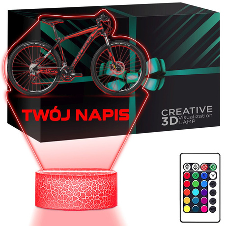 LAMPKA NOCNA LED 3D Rower Górski Dla Rowerzysty prezent dla dziecka URODZINY statuetka + pilot