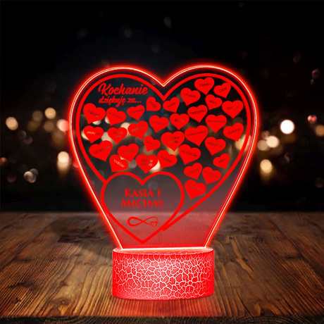 LAMPKA SERCE prezent na WALENTYNKI DLA DZIEWCZYNY chłopaka żony męża NIEGO z personalizacją