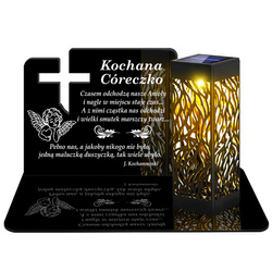 ZNICZ SOLARNY LED WIECZNY PODSTAWKA NA CMENTARZ GRÓB lampka Krzyż 3D DLA CÓRKI