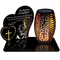 ZNICZ SOLARNY LED WIECZNY PODSTAWKA NA CMENTARZ GRÓB Serce EFEKT PŁOMIENIA DLA DZIADKÓW