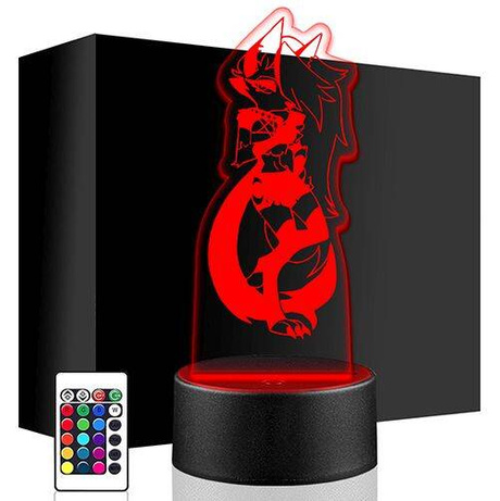 LAMPKA NOCNA LED HAZBIN HOTEL LOONA 3D + PILOT prezent URODZINY statuetka