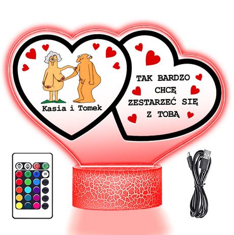 LAMPKA NOCNA prezent na WALENTYNKI DLA DZIEWCZYNY chłopaka żony męża NIEGO z personalizacją