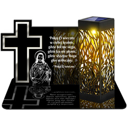 ZNICZ SOLARNY LED WIECZNY PODSTAWKA NA CMENTARZ GRÓB lampka Krzyż 3D