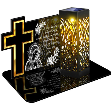 ZNICZ SOLARNY LED WIECZNY PODSTAWKA NA CMENTARZ GRÓB lampka Krzyż 3D
