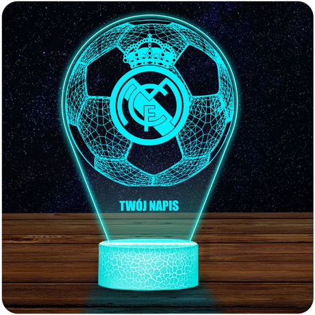Lampka Nocna 3D LED Real Madryt z Imieniem Prezent dla Dziecka na Święta