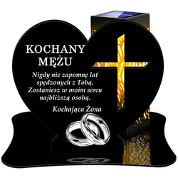 ZNICZ SOLARNY LED WIECZNY PODSTAWKA NA CMENTARZ GRÓB lampka Serce 3D DLA MĘŻA