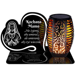 ZNICZ SOLARNY LED WIECZNY PODSTAWKA NA CMENTARZ GRÓB Serce EFEKT PŁOMIENIA DLA MAMY