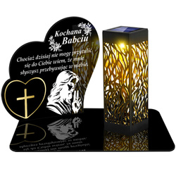 ZNICZ SOLARNY LED WIECZNY PODSTAWKA NA CMENTARZ GRÓB lampka Serce 3D DLA BABCI