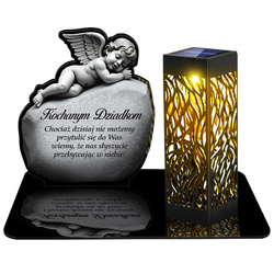 ZNICZ SOLARNY LED WIECZNY NA CMENTARZ GRÓB Anioł Stróż Na Kamieniu DLA DZIADKÓW